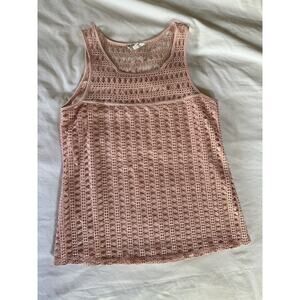 Corvia Blush Pink Crochet Overlay Tank Top – Size M